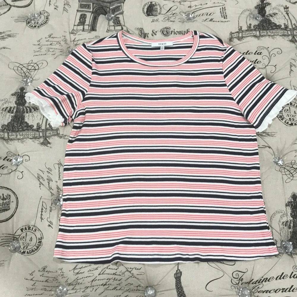 🎁 Ro & De Ribbed Mini Ruffle Tee - Picture 3 of 6